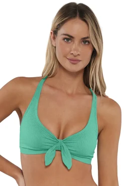 Hot Sunsets Aqua Mist Sandbar Rib Brandi Bralette Top
