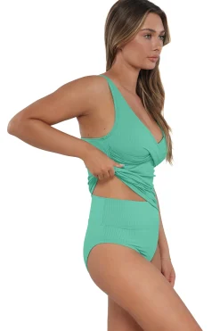 Best Sunsets Aqua Mist Sandbar Rib Elsie Tankini Top