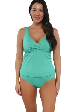 Best Sunsets Aqua Mist Sandbar Rib Elsie Tankini Top