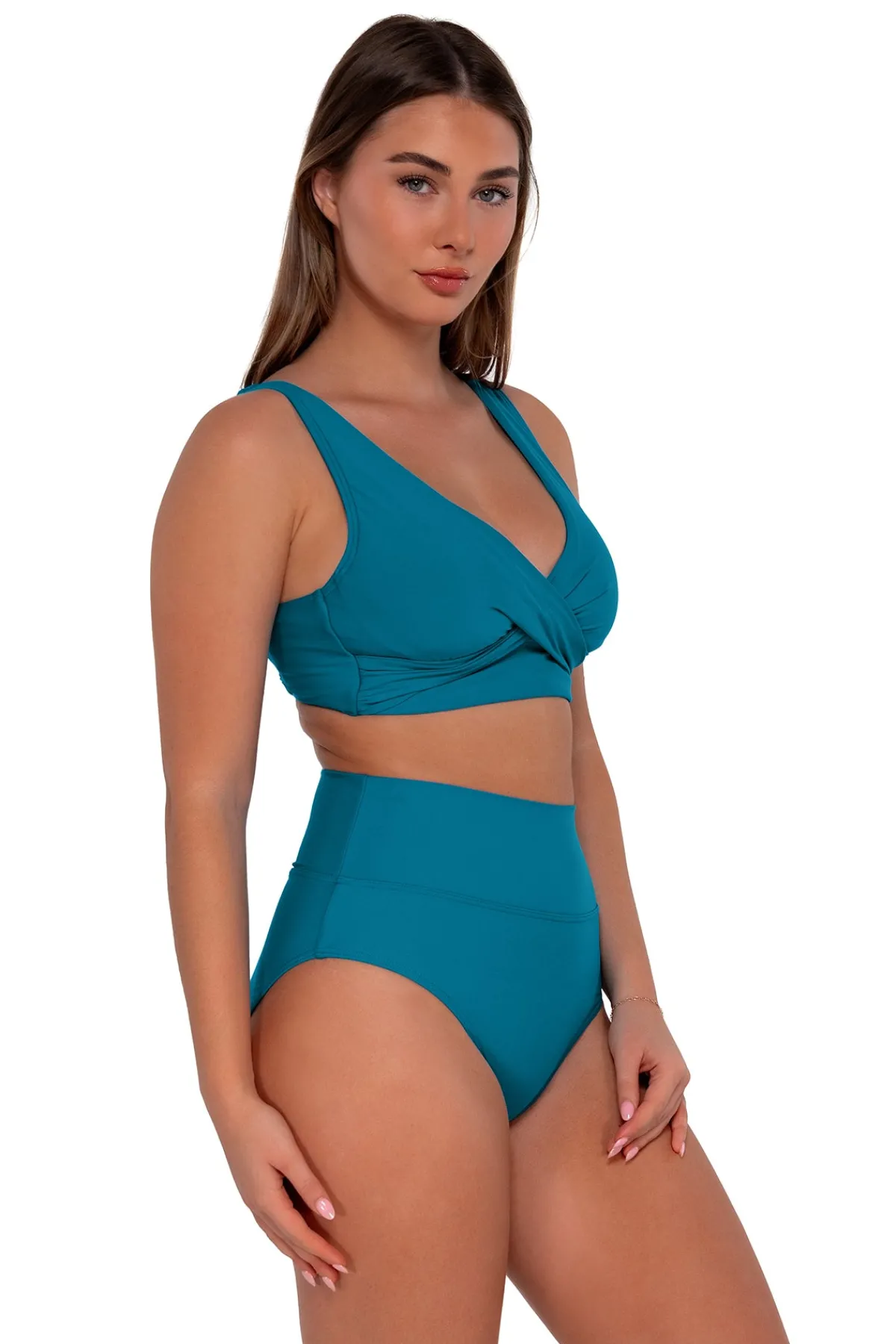 Sale Sunsets Avalon Teal Hannah High Waist Bottom