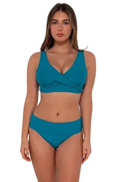 Sale Sunsets Avalon Teal Hannah High Waist Bottom