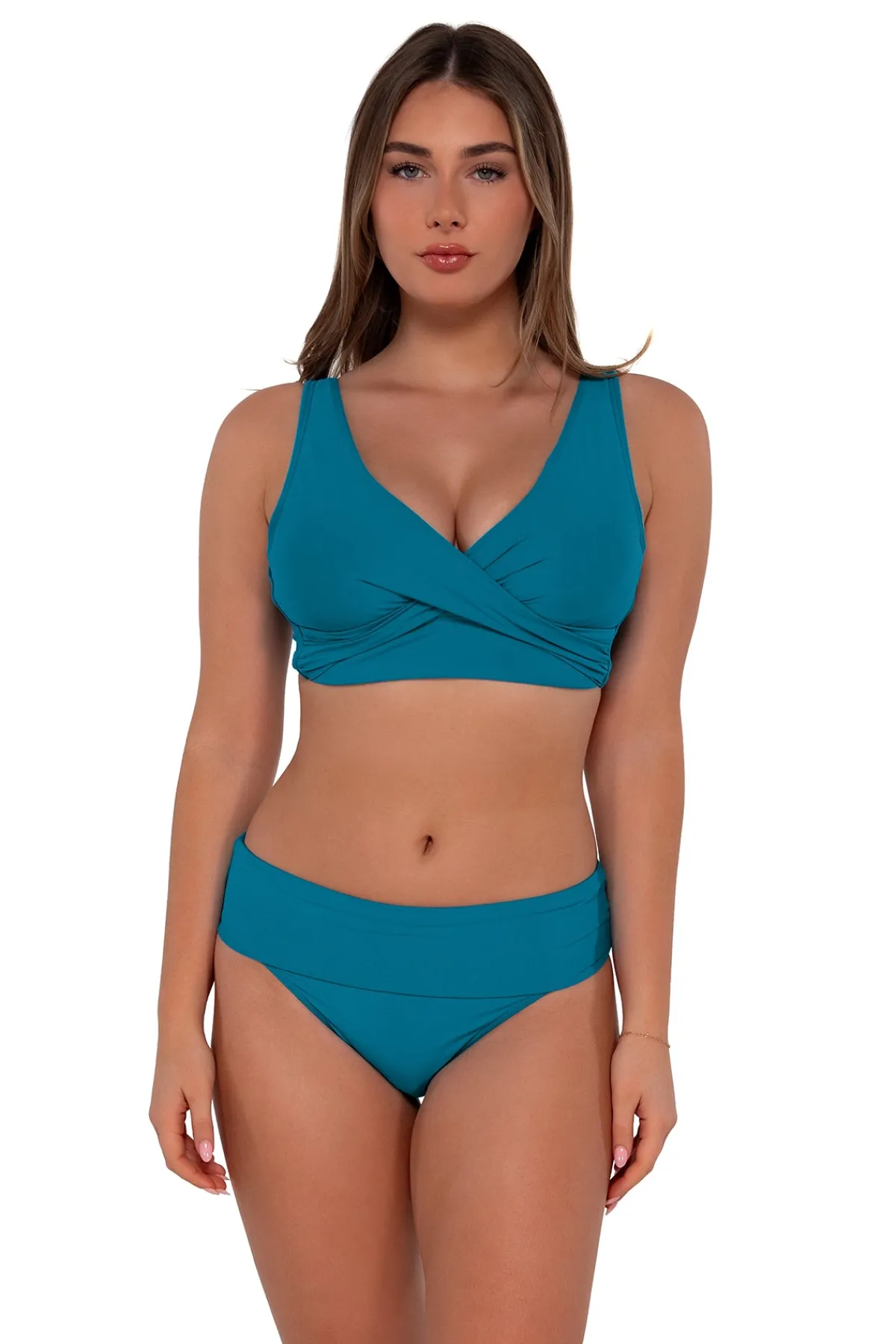Sale Sunsets Avalon Teal Hannah High Waist Bottom