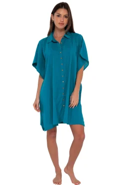 Discount Sunsets Avalon Teal Shore Thing Tunic