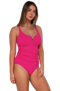 Clearance Sunsets Begonia Sandbar Rib Zuri V-Wire Tankini Top