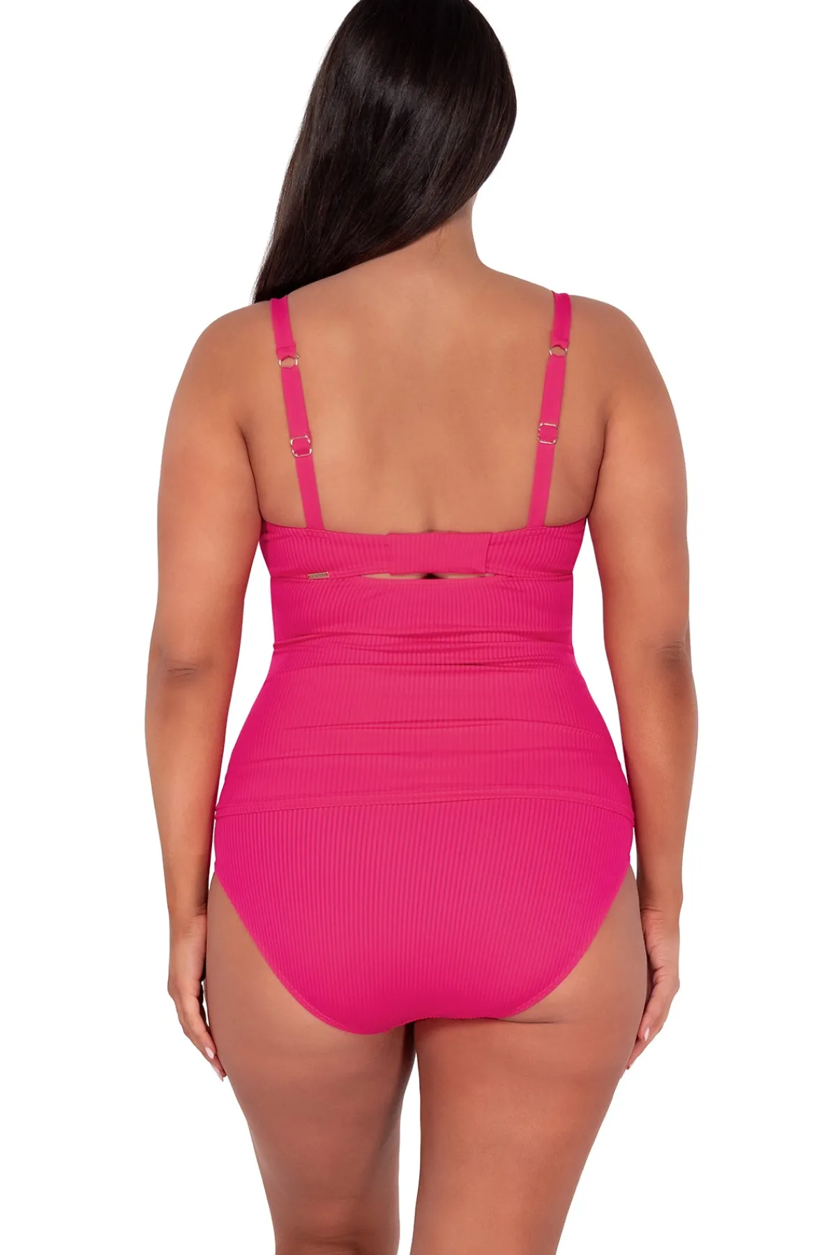 Clearance Sunsets Begonia Sandbar Rib Zuri V-Wire Tankini Top