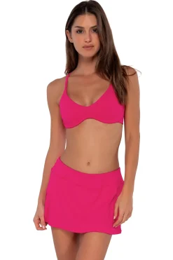 Fashion Sunsets Begonia Sandbar Rib Sporty Swim Skirt