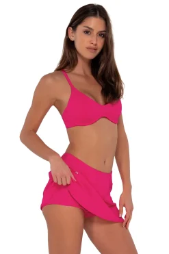 Fashion Sunsets Begonia Sandbar Rib Sporty Swim Skirt