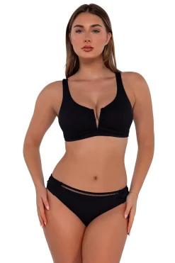 Online Sunsets Black Seagrass Texture Vienna V-Wire Top