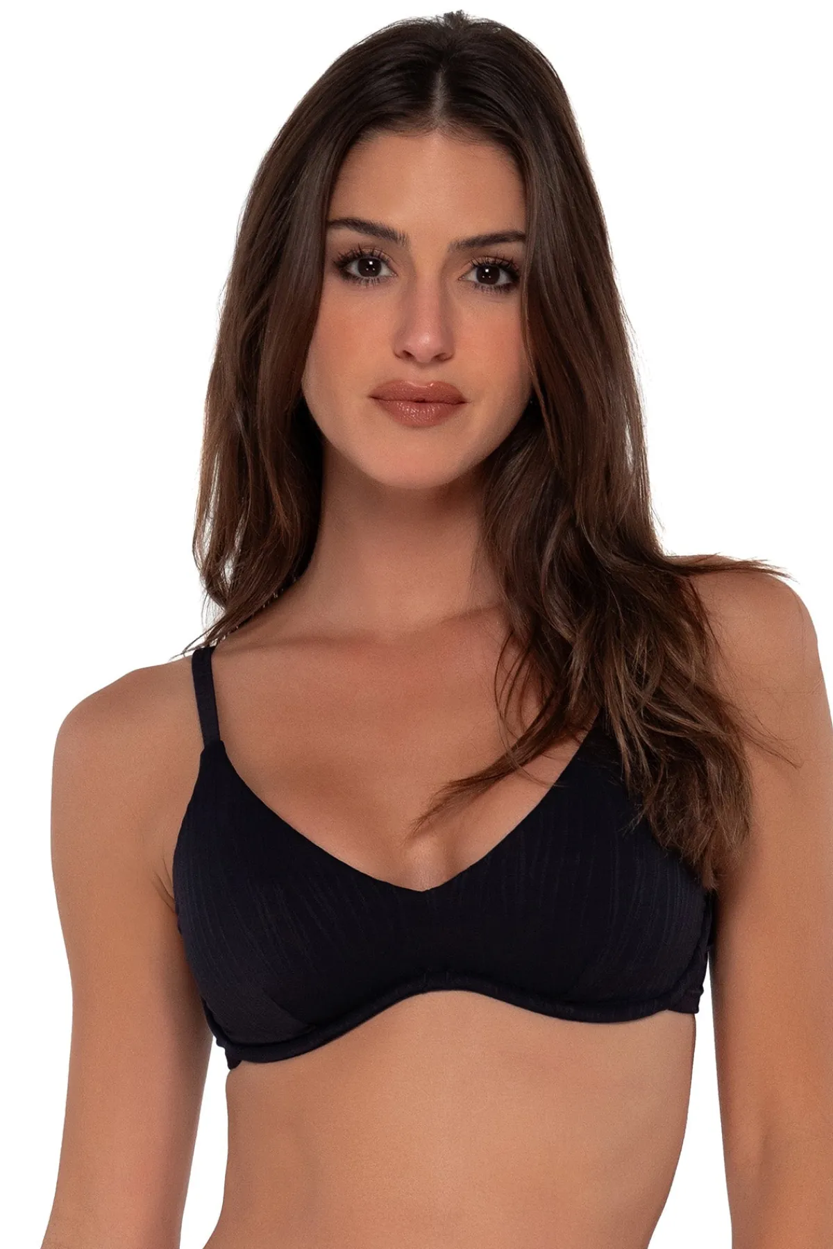 Hot Sunsets Black Seagrass Texture Brooke U-Wire Top