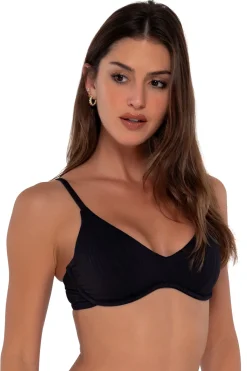 Hot Sunsets Black Seagrass Texture Brooke U-Wire Top