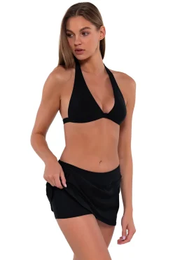 Outlet Sunsets Black Sporty Swim Skirt