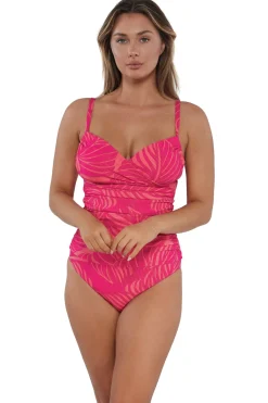 New Sunsets Blushing Palms Sandbar Rib Serena Tankini Top