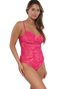 New Sunsets Blushing Palms Sandbar Rib Serena Tankini Top