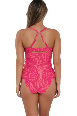 New Sunsets Blushing Palms Sandbar Rib Serena Tankini Top