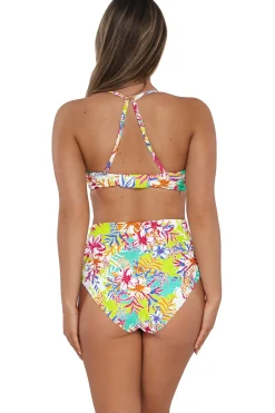 New Sunsets Botanical Bliss Sandbar Rib Capri High Waist Bottom