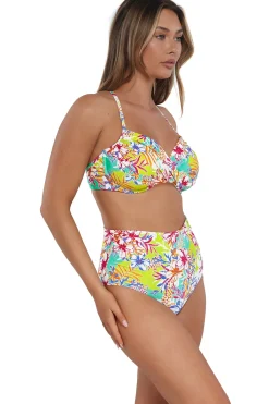 New Sunsets Botanical Bliss Sandbar Rib Capri High Waist Bottom