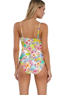 Best Sunsets Botanical Bliss Sandbar Rib Simone Tankini Top