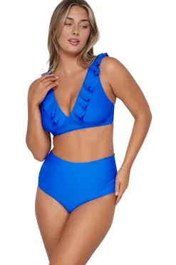Online Sunsets Electric Blue Capri High Waist Bottom