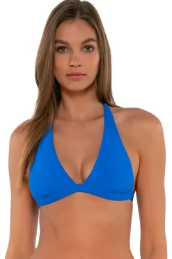 Clearance Sunsets Electric Blue Faith Halter Top