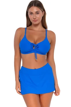 Online Sunsets Electric Blue Sporty Swim Skirt
