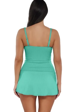 Fashion Sunsets Escape Aqua Mist Sandbar Rib Sienna Swim Dress
