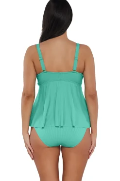 Outlet Sunsets Escape Aqua Mist Sandbar Rib Marin Tankini Top