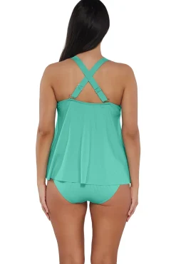 Sale Sunsets Escape Aqua Mist Sandbar Rib Sadie Tankini Top