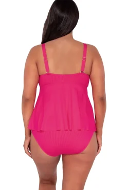 Clearance Sunsets Escape Begonia Sandbar Rib Marin Tankini Top