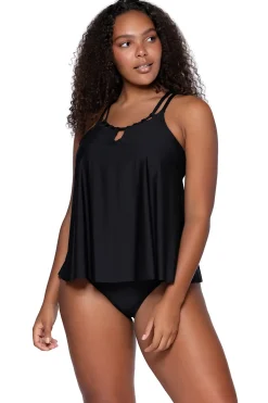 Outlet Sunsets Escape Black Sadie Tankini Top