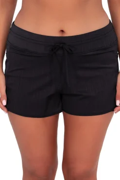 Hot Sunsets Escape Black Seagrass Texture Laguna Swim Short