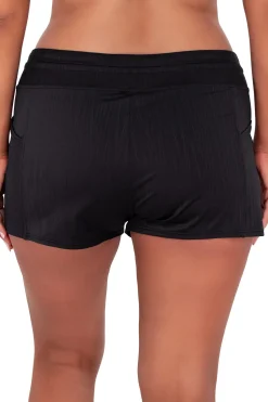 Hot Sunsets Escape Black Seagrass Texture Laguna Swim Short