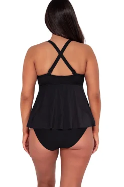 Hot Sunsets Escape Black Seagrass Texture Marin Tankini Top
