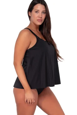 Fashion Sunsets Escape Black Seagrass Texture Sadie Tankini Top