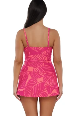 Hot Sunsets Escape Blushing Palms Sandbar Rib Sienna Swim Dress