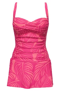 Hot Sunsets Escape Blushing Palms Sandbar Rib Sienna Swim Dress