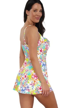 Hot Sunsets Escape Botanical Bliss Sandbar Rib Sienna Swim Dress