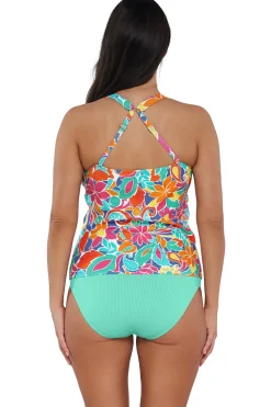 Online Sunsets Escape Festive Floral Sandbar Rib Emerson Tankini Top