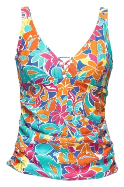Online Sunsets Escape Festive Floral Sandbar Rib Emerson Tankini Top