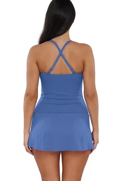 Hot Sunsets Escape Harbor Blue Sandbar Rib Sienna Swim Dress
