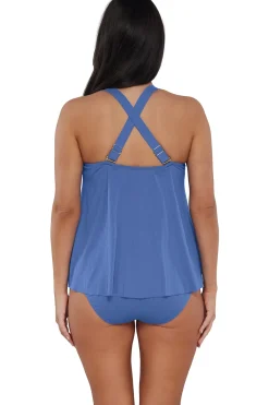 Discount Sunsets Escape Harbor Blue Sandbar Rib Sadie Tankini Top
