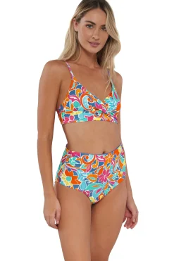 Outlet Sunsets Festive Floral Sandbar Rib Capri High Waist Bottom