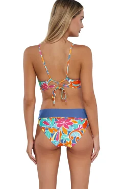 Outlet Sunsets Festive Floral Sandbar Rib Capri High Waist Bottom