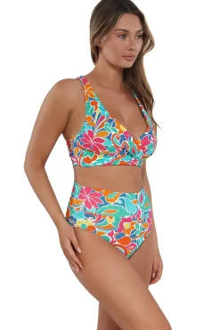 Sale Sunsets Festive Floral Sandbar Rib Hannah High Waist Bottom