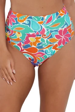 Sale Sunsets Festive Floral Sandbar Rib Hannah High Waist Bottom