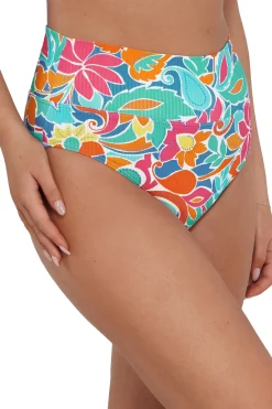 Sale Sunsets Festive Floral Sandbar Rib Hannah High Waist Bottom