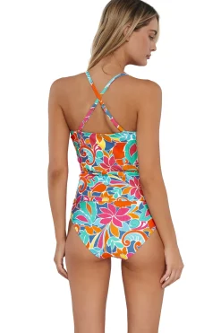 Hot Sunsets Festive Floral Sandbar Rib Simone Tankini Top
