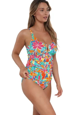 Hot Sunsets Festive Floral Sandbar Rib Zuri V-Wire Tankini Top