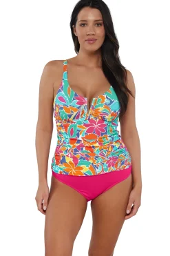 Hot Sunsets Festive Floral Sandbar Rib Zuri V-Wire Tankini Top