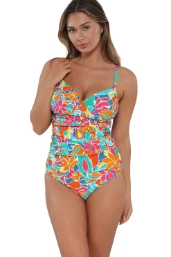 Fashion Sunsets Festive Floral Sandbar Rib Serena Tankini Top