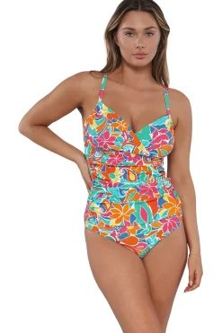 Fashion Sunsets Festive Floral Sandbar Rib Serena Tankini Top